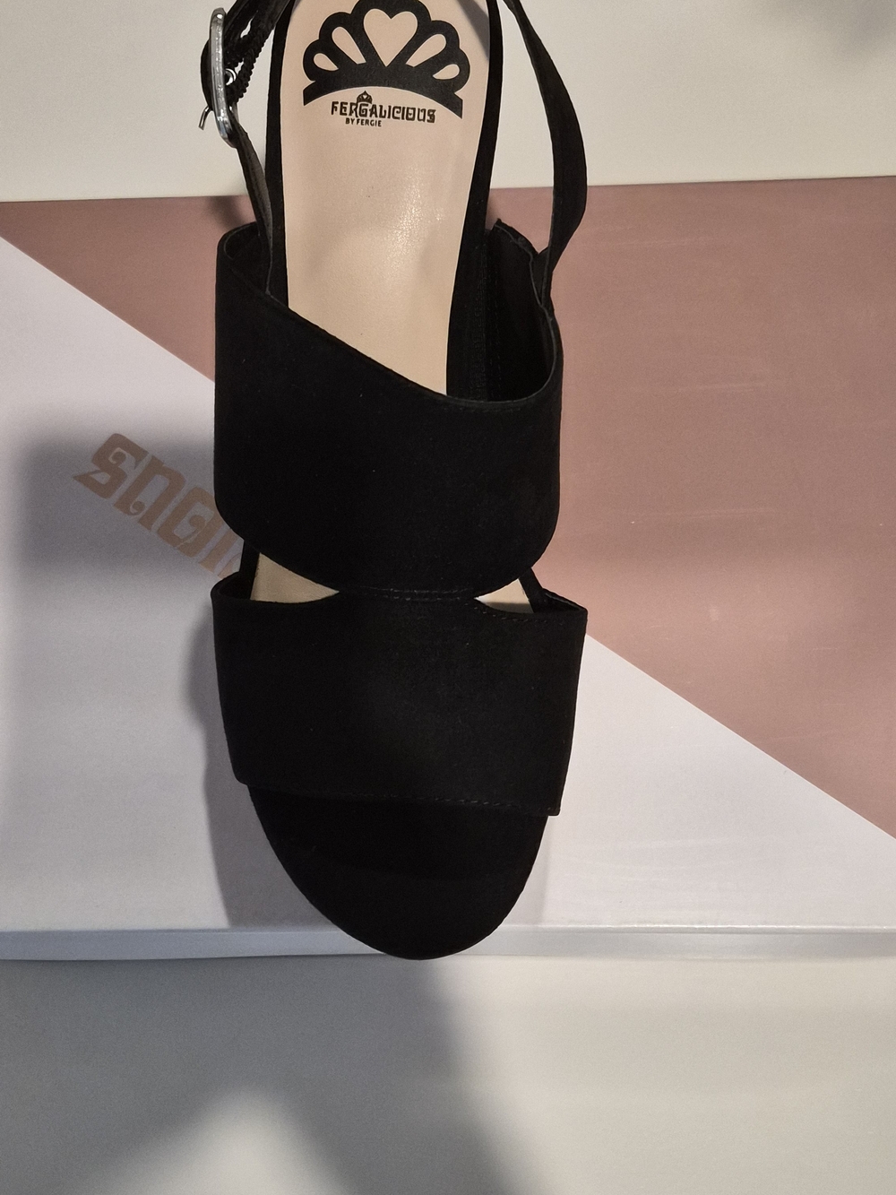 Fergalicious by Fergie Black Strappy Block Heel Sandals
